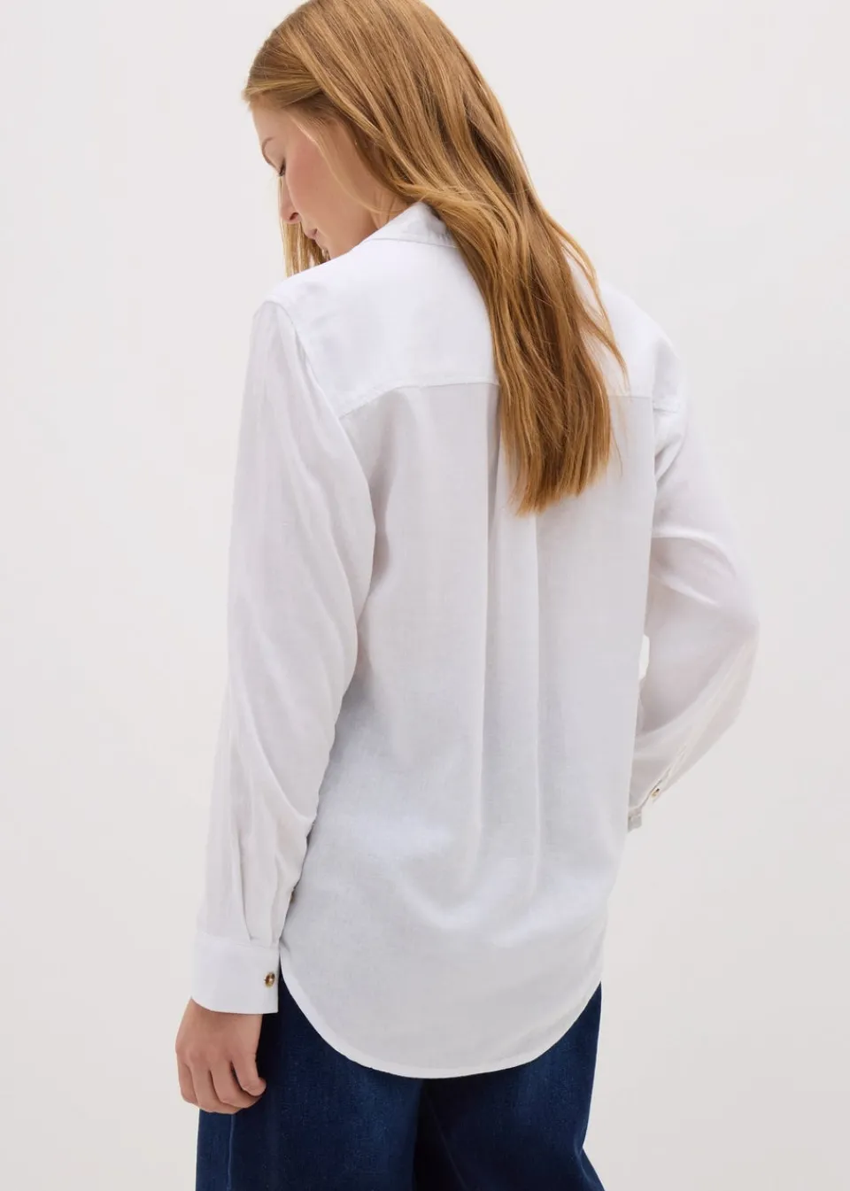 Tops>Papaya White Linen Blend Shirt