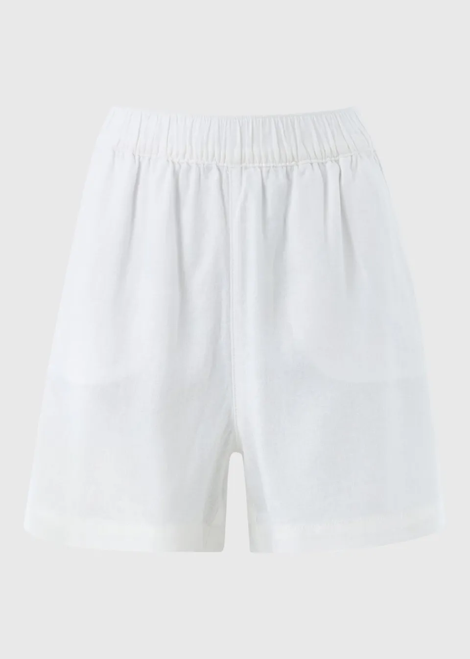 Shorts>Papaya White Linen Blend Shorts