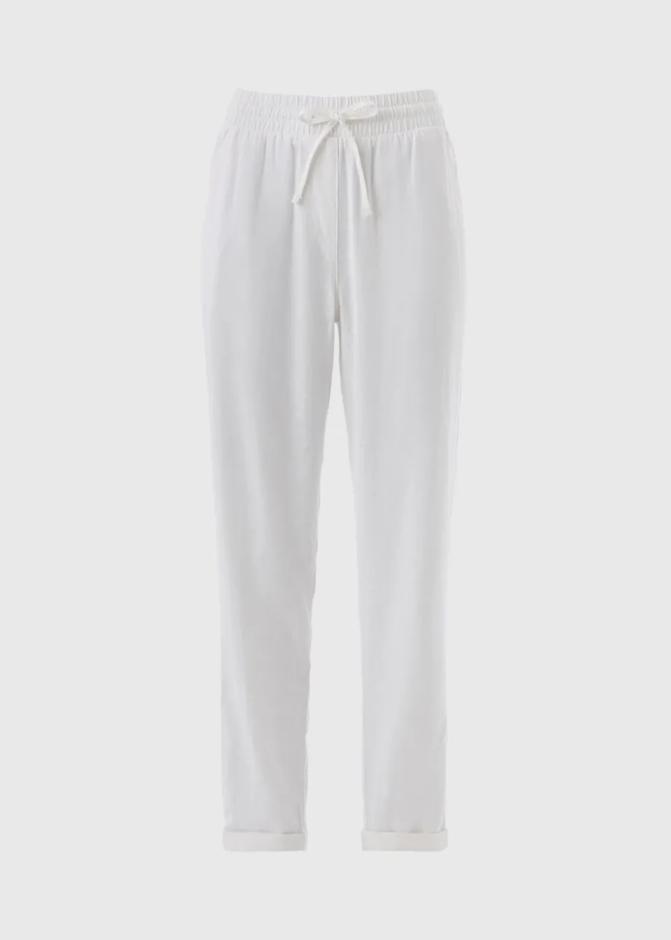 Trousers>Papaya White Linen Blend Tapered Trousers
