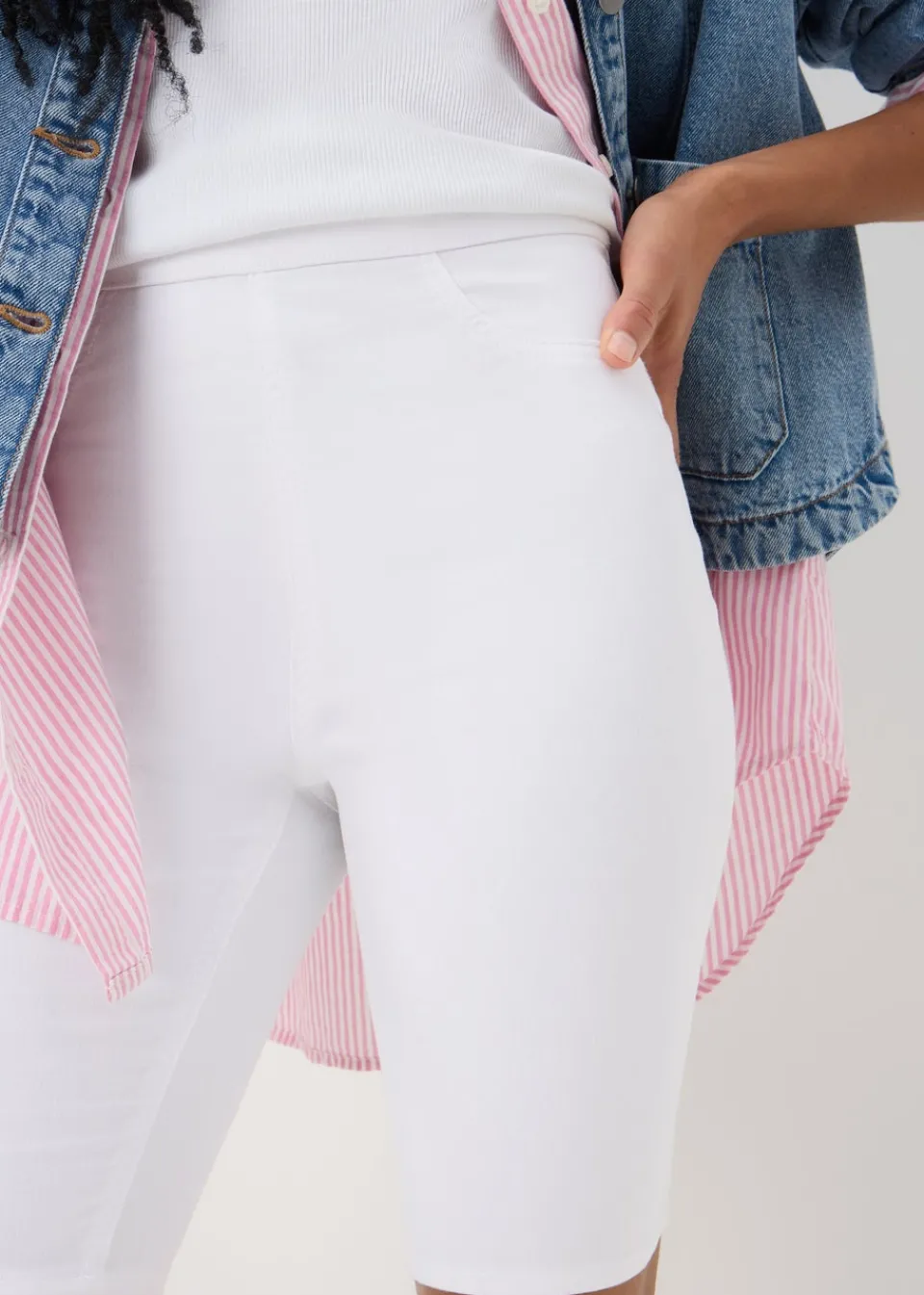 Shorts> White Rosie Knee Length Shorts