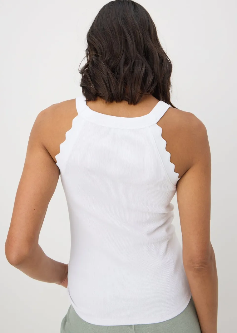 Tops>Papaya Scalloped Edge Racer Back Vest Top White