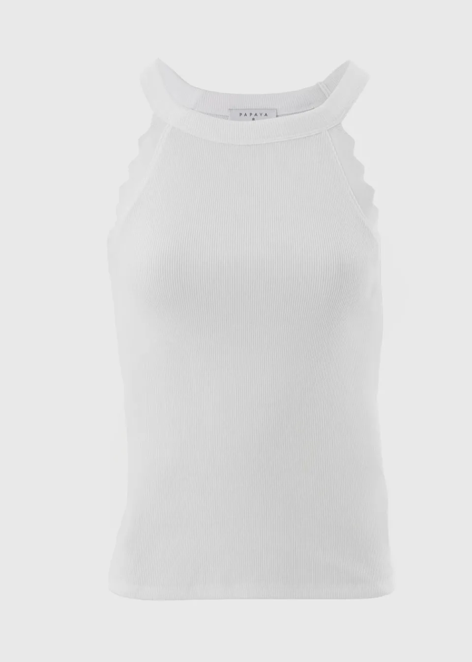 Tops>Papaya Scalloped Edge Racer Back Vest Top White