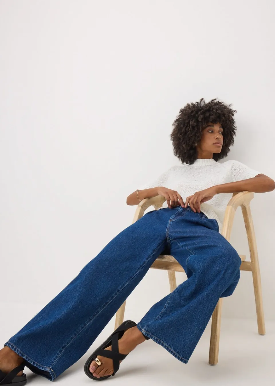 Tops>Papaya White Short Sleeve Knitted T-Shirt