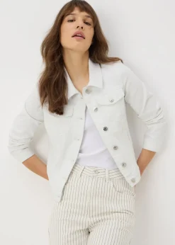 Coats & Jackets>Papaya White Stretch Denim Jacket