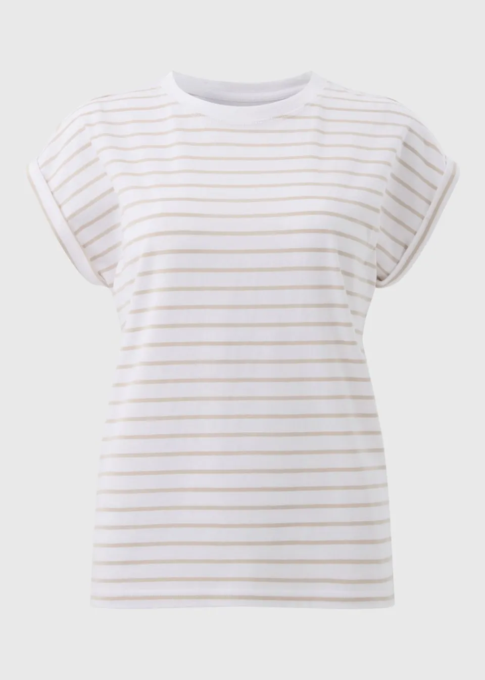 T-Shirts>Papaya White Stripe Short Sleeve T-Shirt