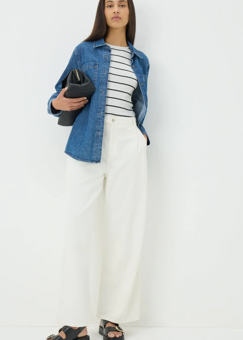 Tops>Papaya White Stripe Vest Top