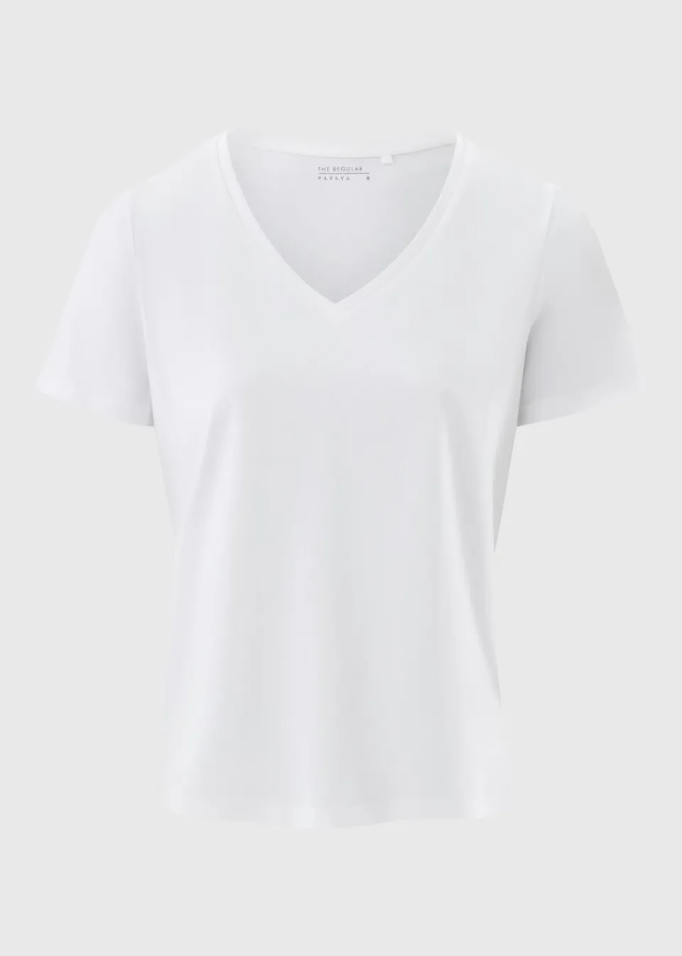 T-Shirts>Papaya White V-Neck Regular Fit T-Shirt