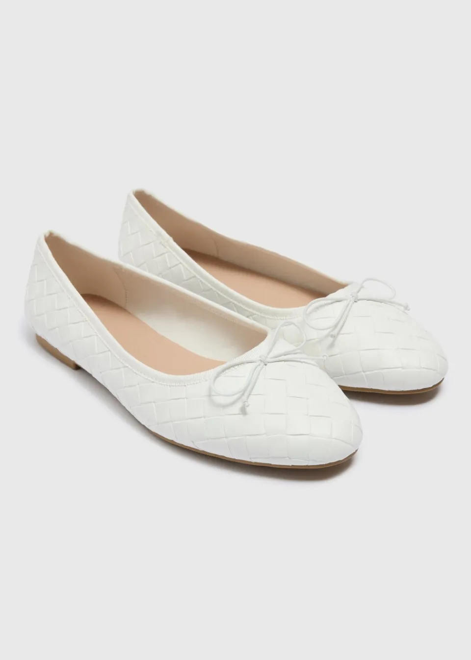 Footwear> Weave Ballet Flats White