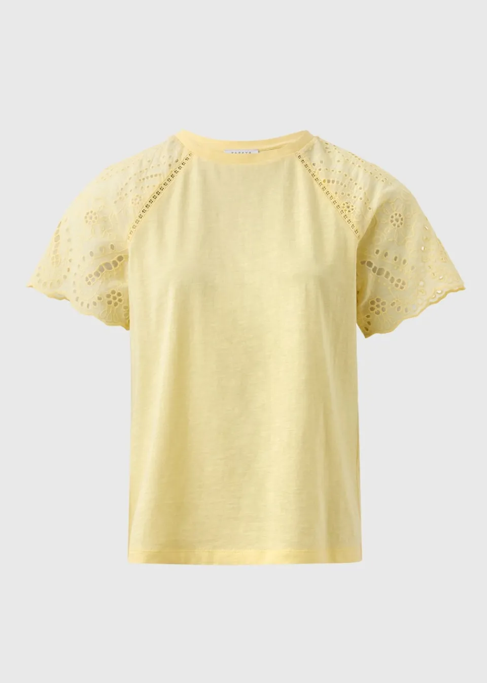 T-Shirts>Papaya Broderie Raglan Sleeve T-Shirt Yellow