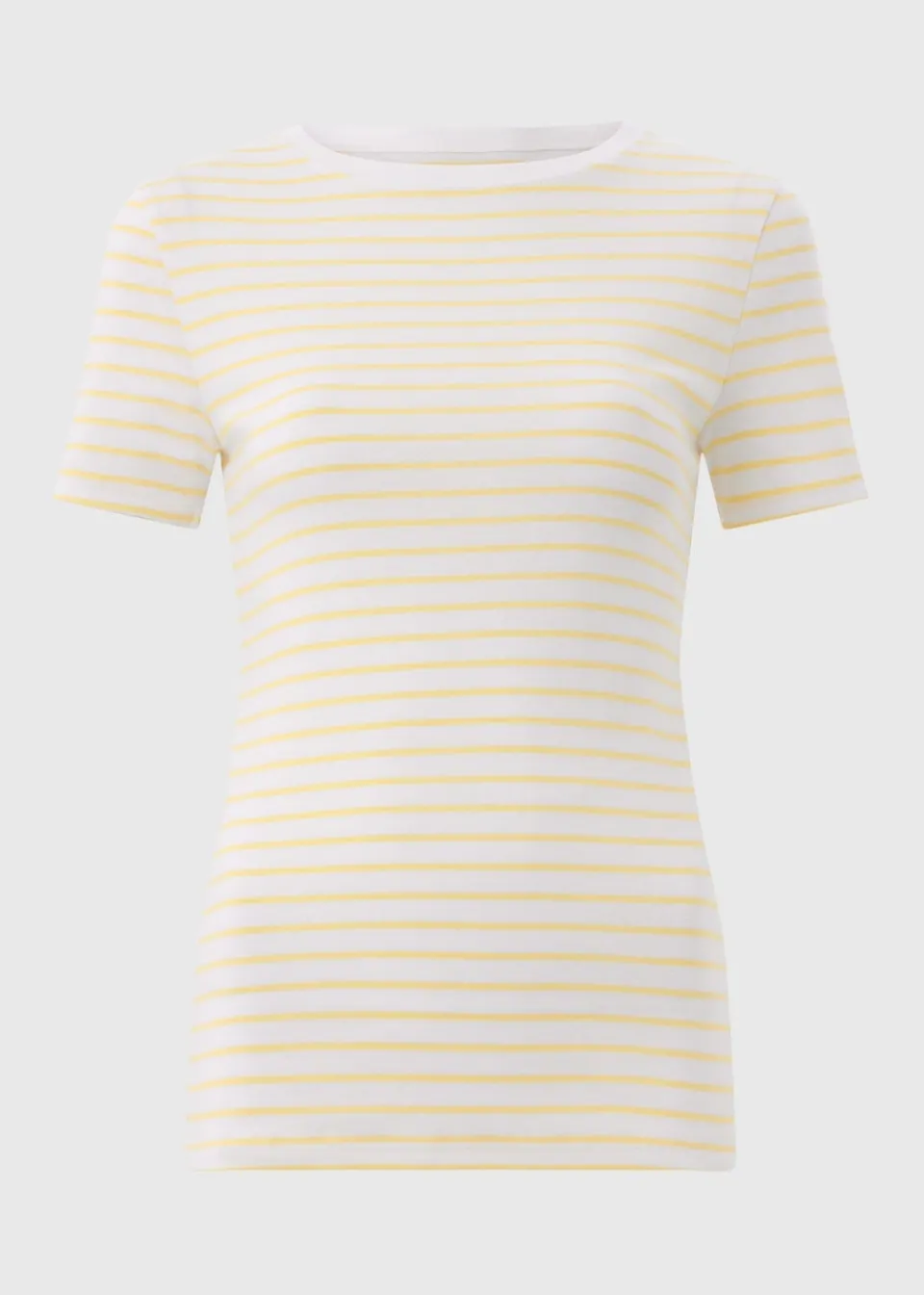 T-Shirts>Papaya Yellow Fitted Stripe T-Shirt