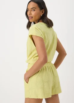 Shorts>Papaya Holiday Yellow Pineapple Towelling Shorts