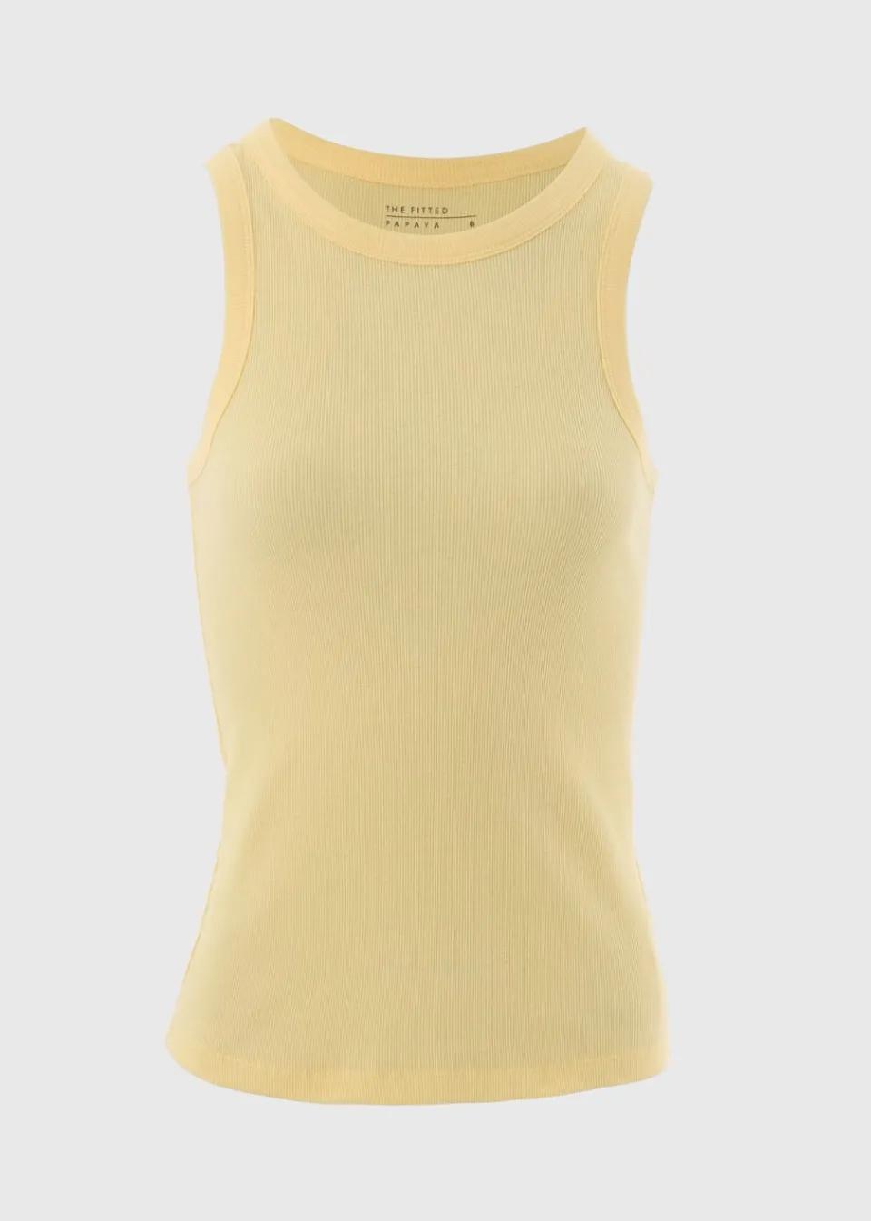 Tops>Papaya Ribbed High Neck Vest Top Yellow