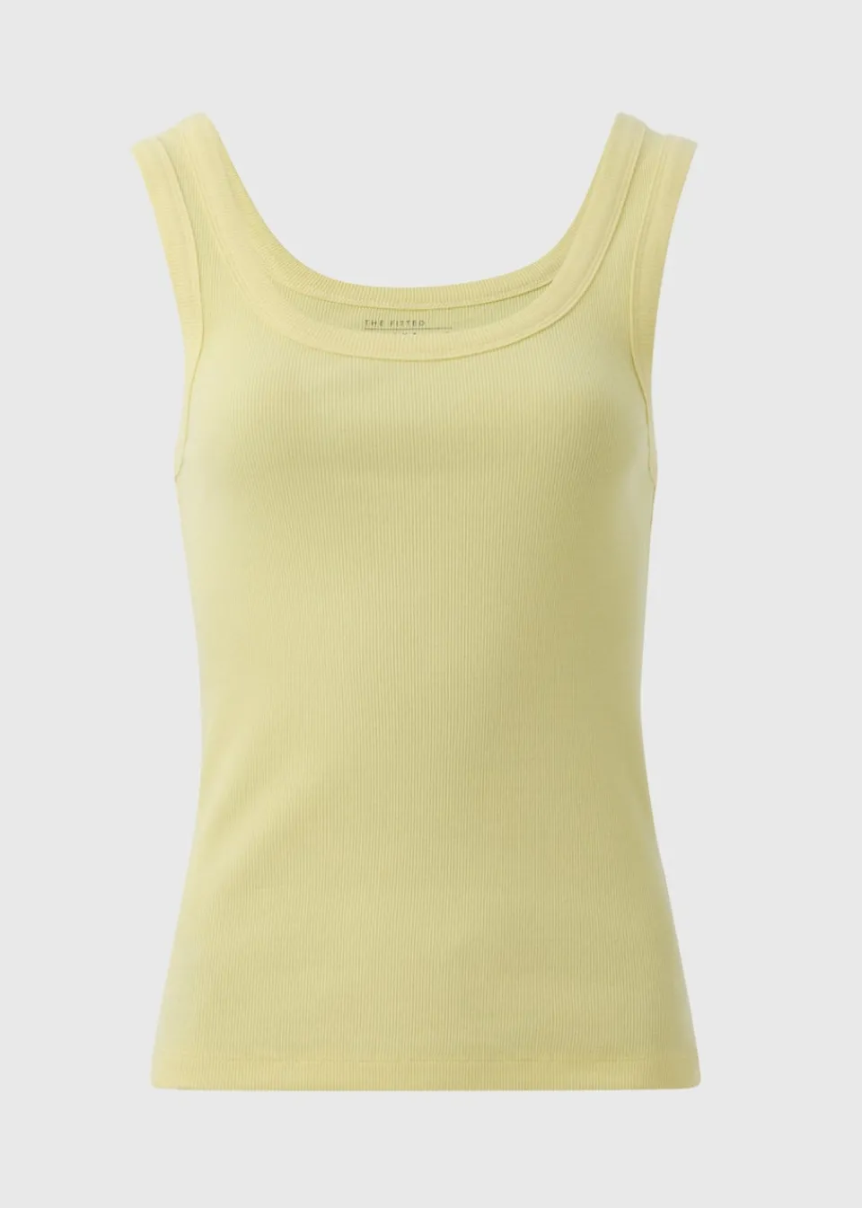 Tops>Papaya Yellow Ribbed Scoop Neck Vest Top