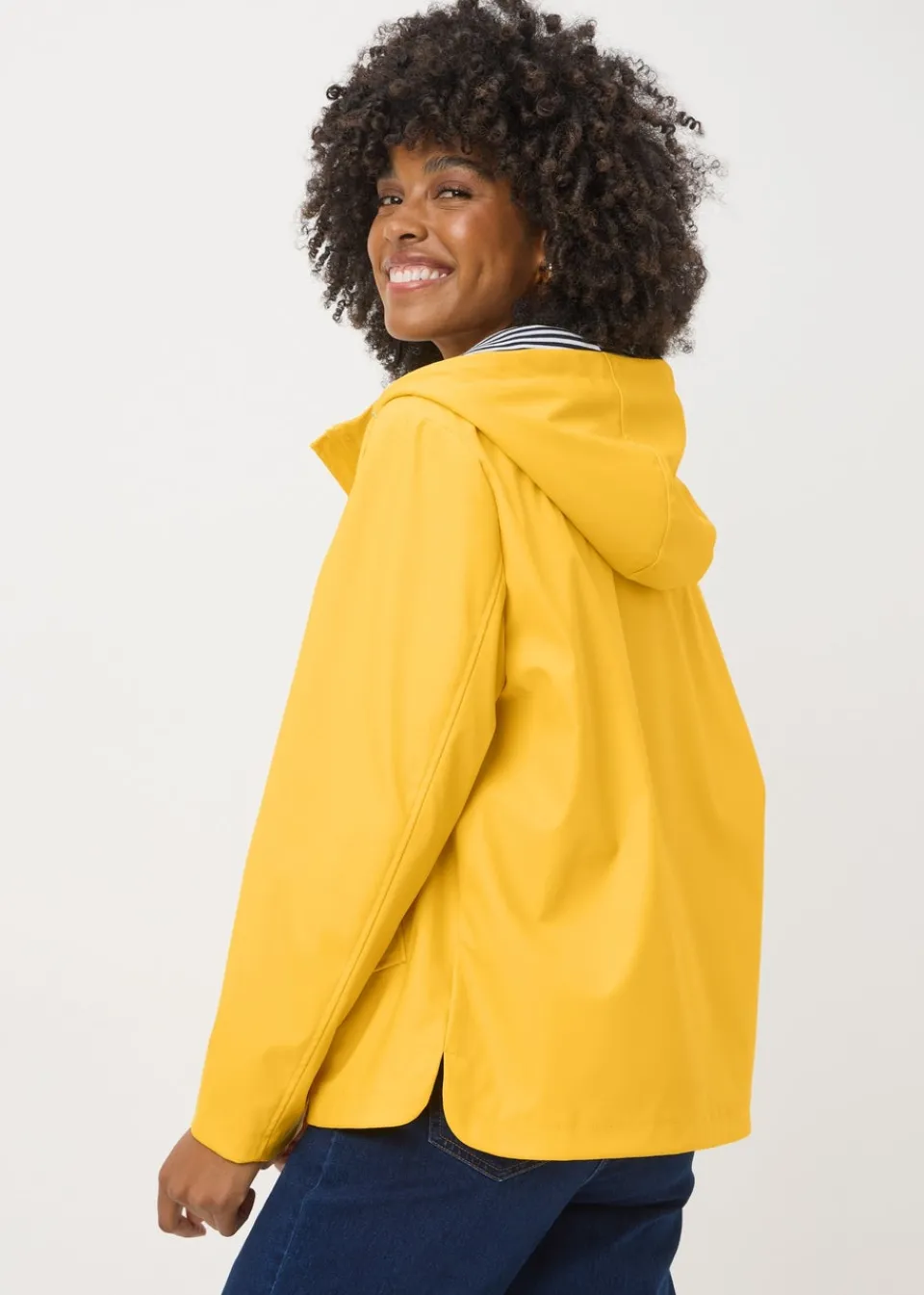 Coats & Jackets>Papaya Short Rubberised Parka Jacket Yellow