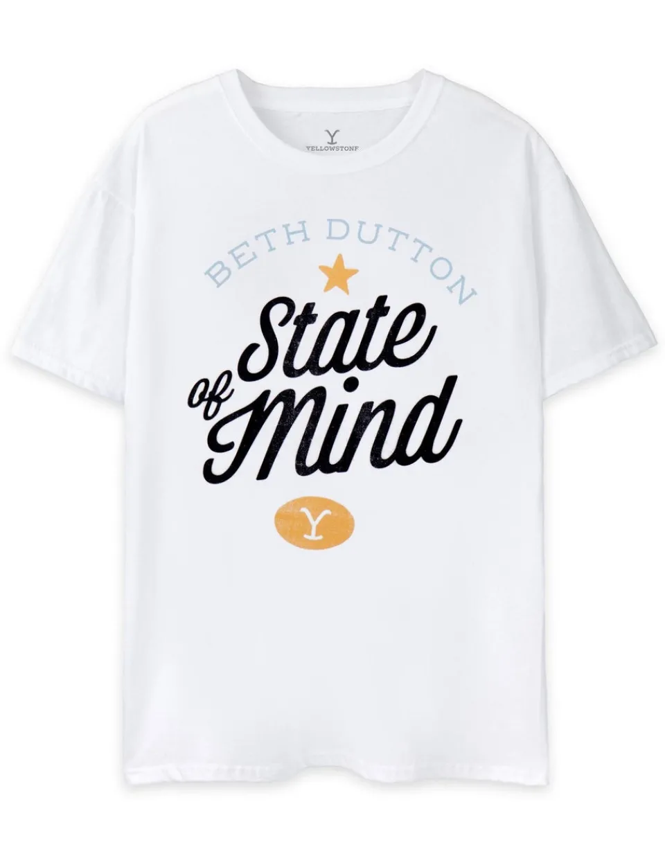T-Shirts>Yellowstone White Beth Dutton State Of Mind Short Sleeved T-Shirt