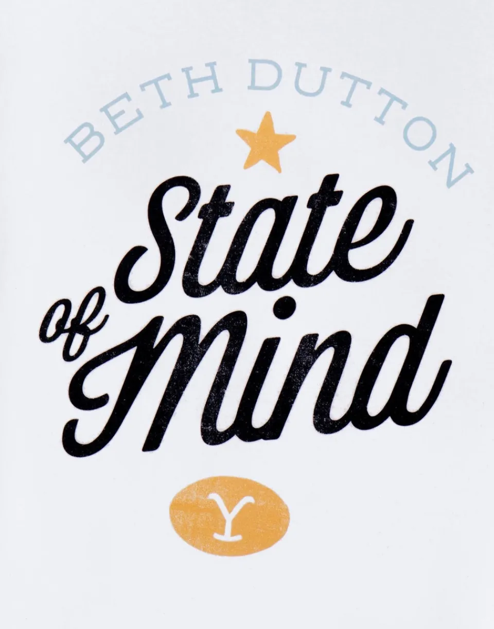 T-Shirts>Yellowstone White Beth Dutton State Of Mind Short Sleeved T-Shirt