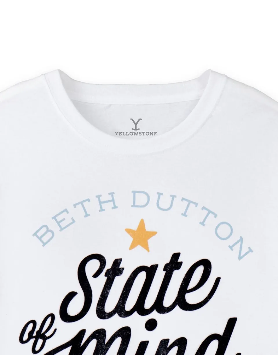 T-Shirts>Yellowstone White Beth Dutton State Of Mind Short Sleeved T-Shirt
