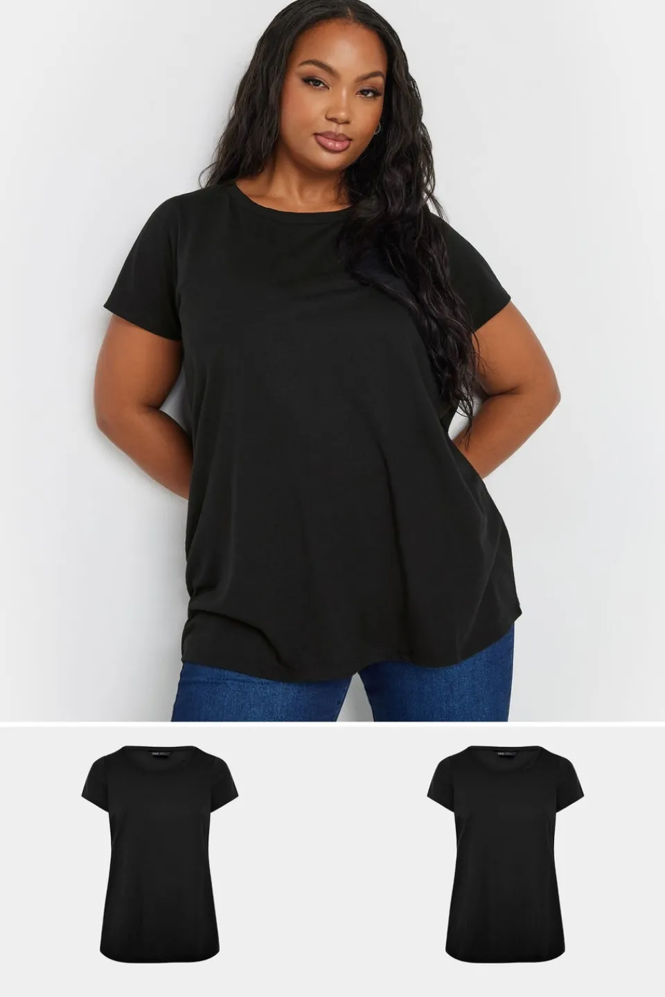 T-Shirts>YOURS 2 Pack Curve Black Core T Shirts