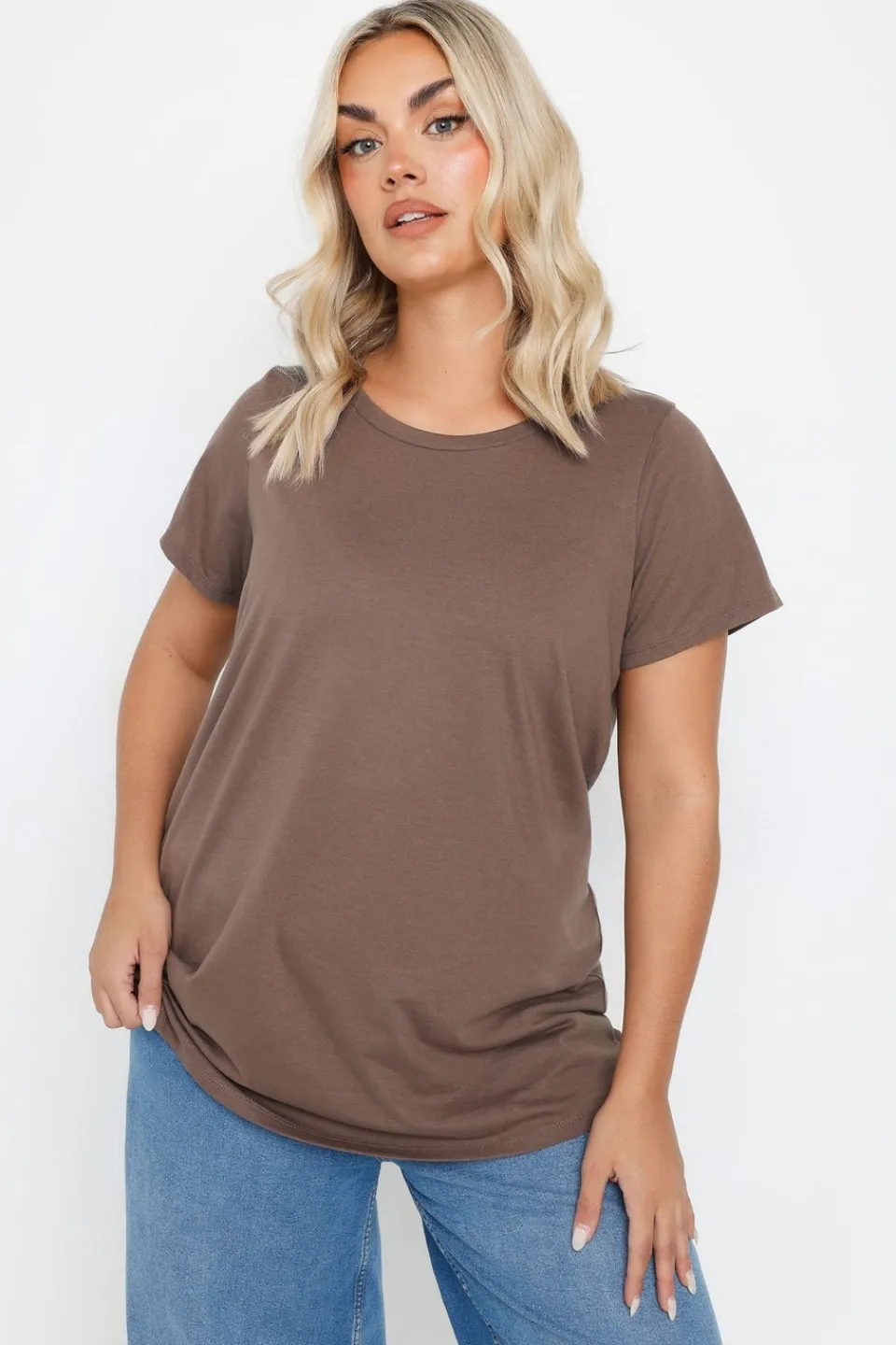 T-Shirts>YOURS 3 Pack Curve Brown & Green Essential T Shirts