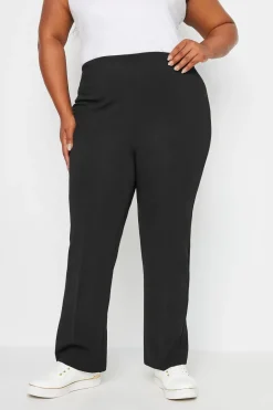 Trousers>YOURS Bestseller Curve Black Pull On Ribbed Bootcut Stretch Trousers