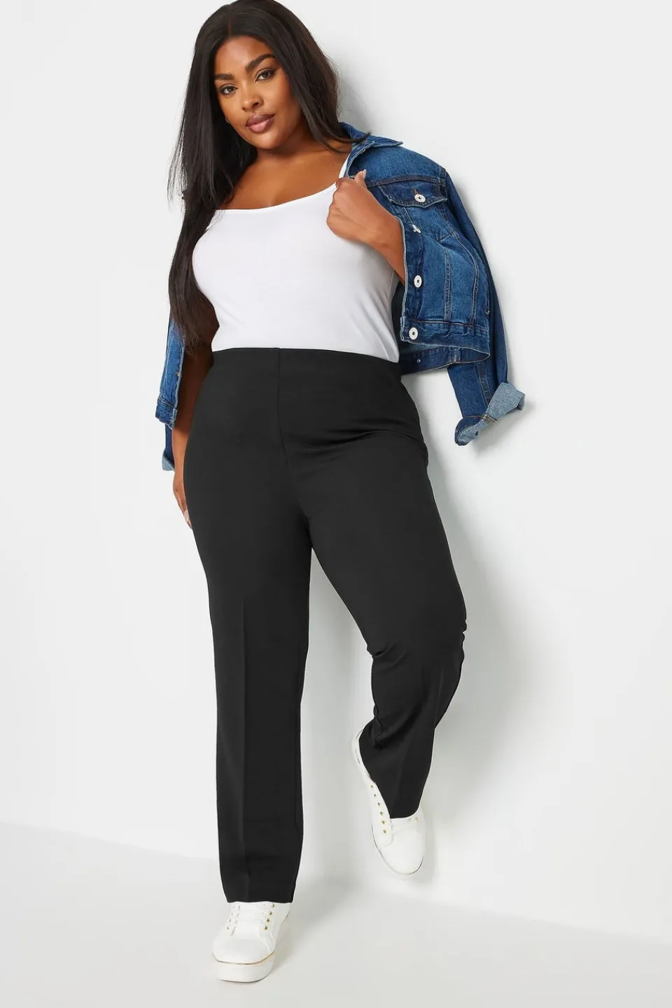 Trousers>YOURS Bestseller Curve Black Pull On Ribbed Bootcut Stretch Trousers