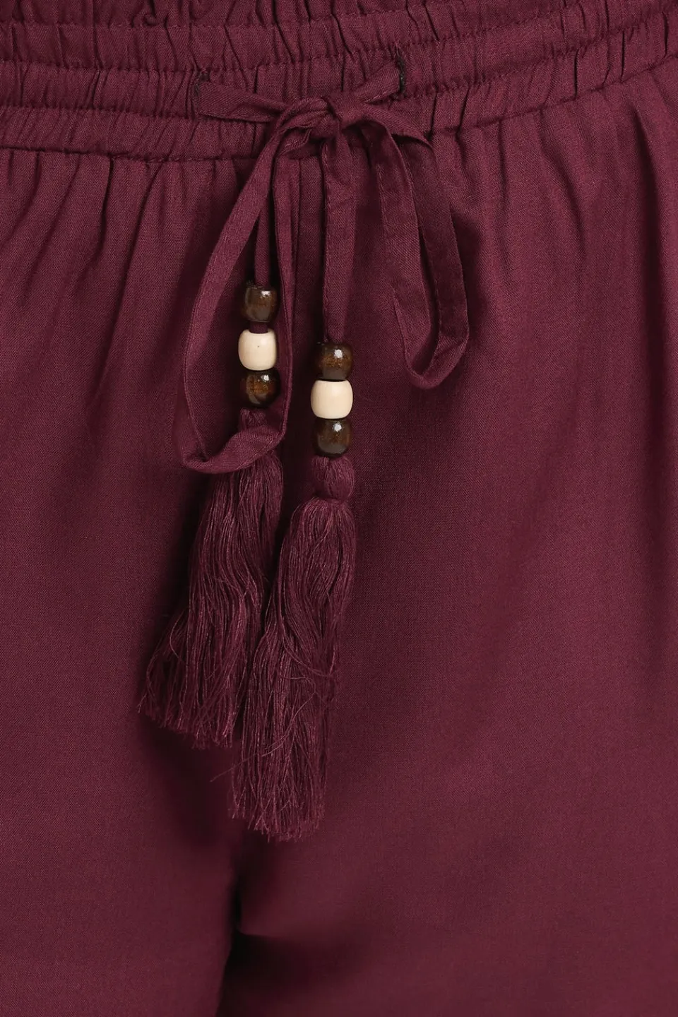 Shorts>YOURS Curve Berry Red Beaded Frill Hem Shorts