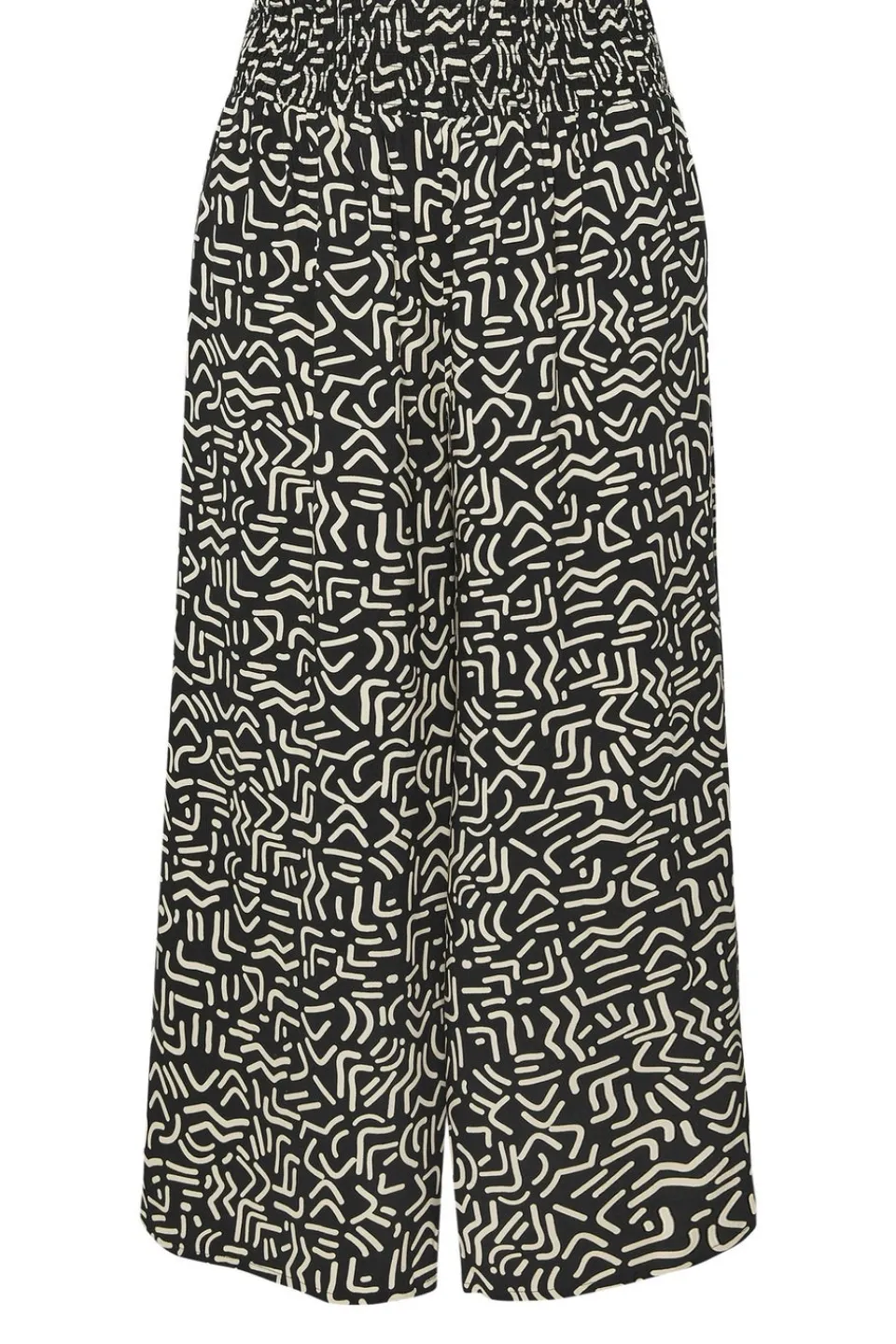 Trousers>YOURS Curve Black Abstract Print Shirred Waist Trousers