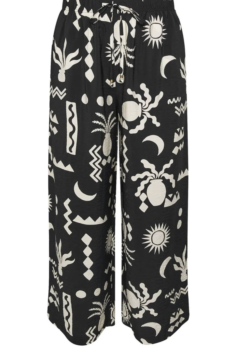 Trousers>YOURS Curve Black Abstract Print Twill Wide Leg Trousers