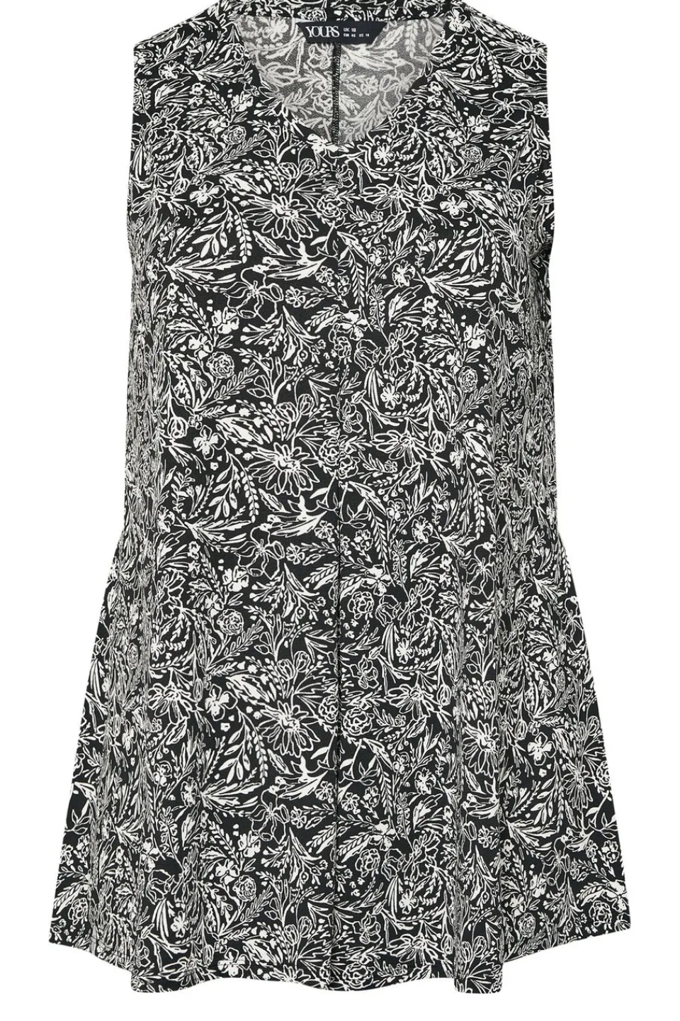 Tops>YOURS Curve Black & White Floral Pleat Front Vest Top