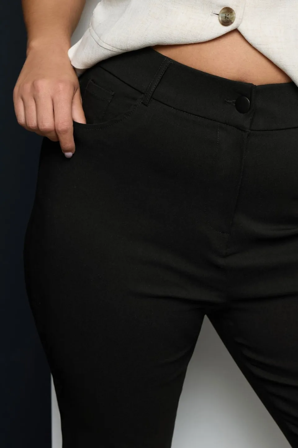 Trousers>YOURS Curve Black Bengaline Slim Leg Stretch Trousers