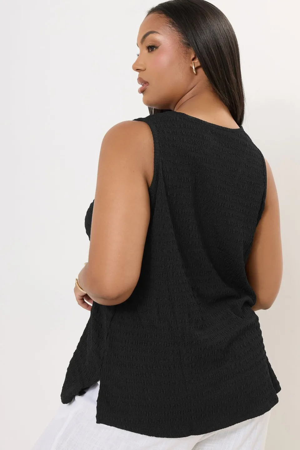 Tops>YOURS Curve Bow Tie Front Textured Waistcoat Black