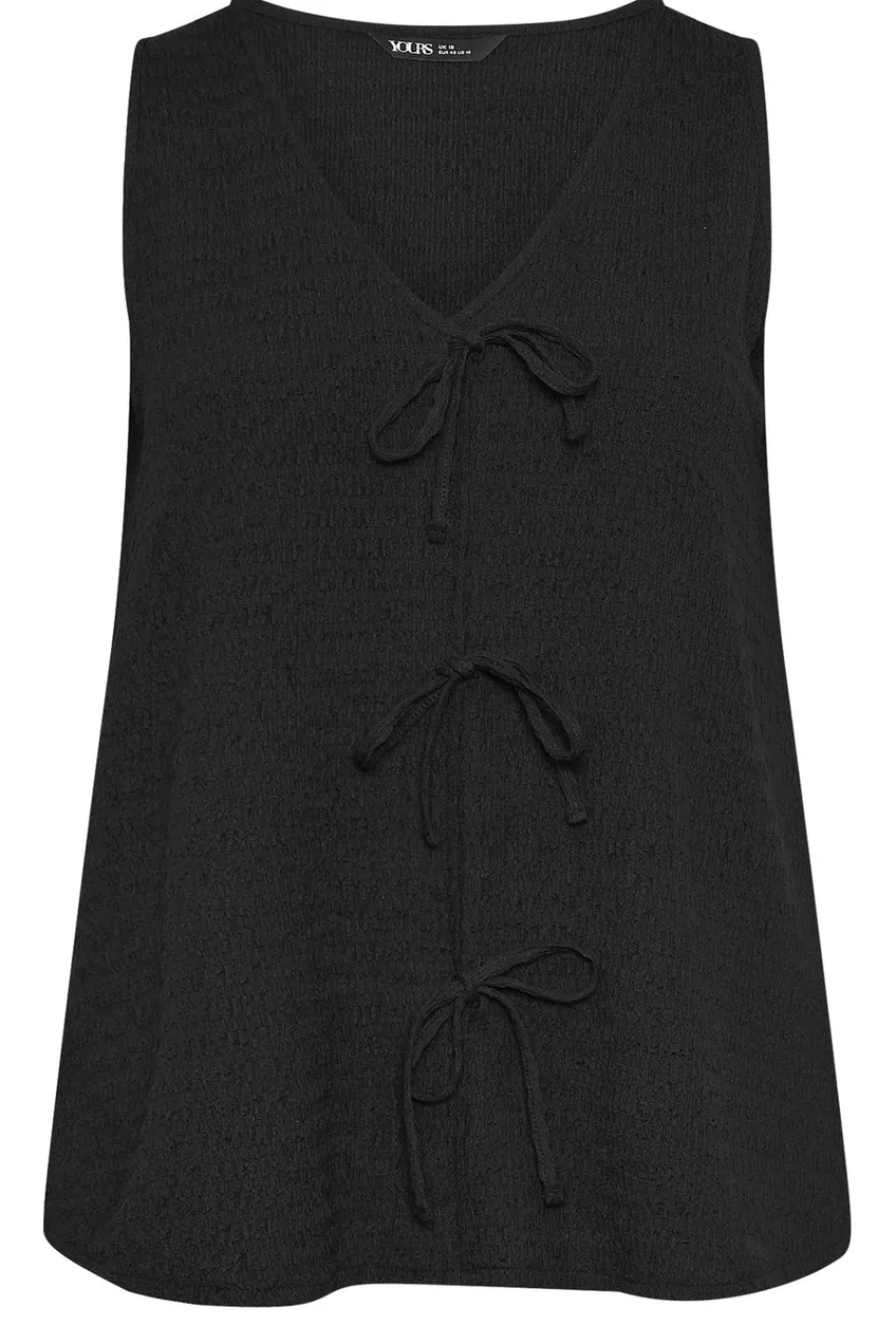 Tops>YOURS Curve Bow Tie Front Textured Waistcoat Black
