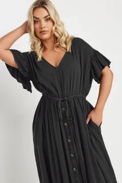 Dresses>YOURS Curve Button Chambray Maxi Dress Black