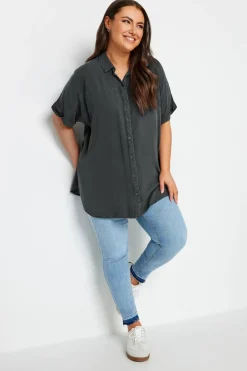 Tops>YOURS Curve Black Chambray Shirt