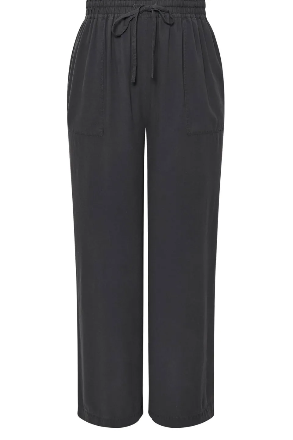 Trousers>YOURS Curve Black Chambray Tie Front Wide Leg Trousers