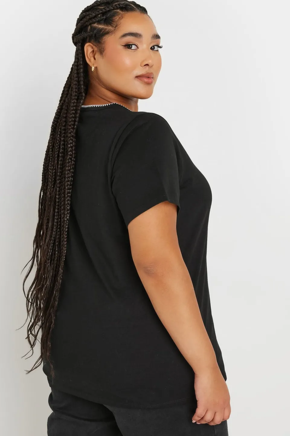 T-Shirts>YOURS Curve Black Contrast Stitch Pocket Heavyweight T Shirt