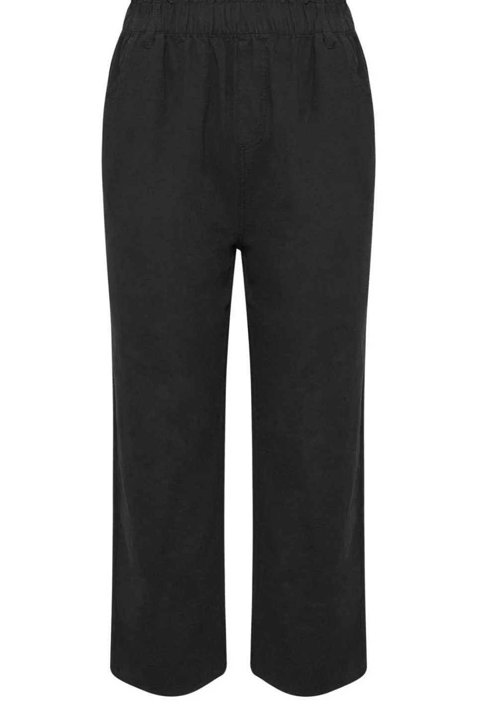 Trousers>YOURS Curve Black Cool Cotton Wide Leg Trousers