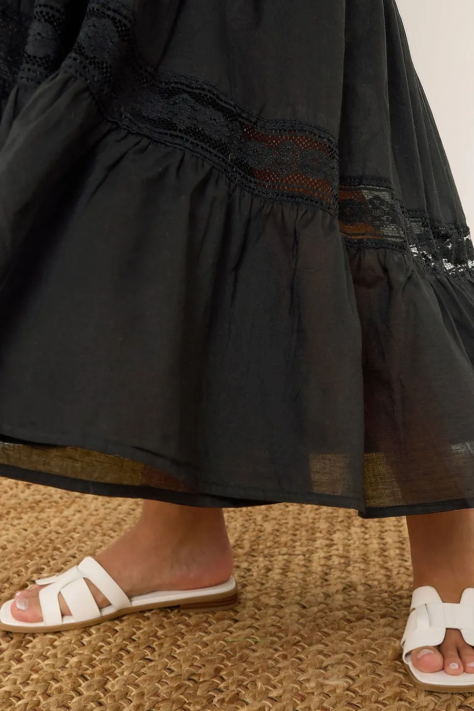 Skirts>YOURS Curve Black Cotton Tiered Maxi Skirt