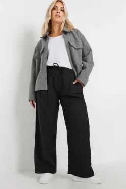 Trousers>YOURS Curve Black Drawstring Wide Leg Trousers