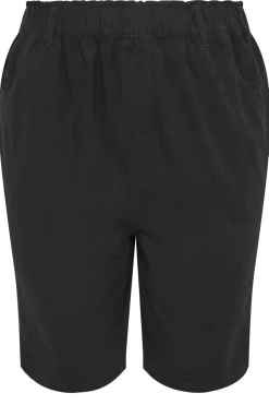 Shorts>YOURS Curve Elasticated Cool Cotton Shorts Black