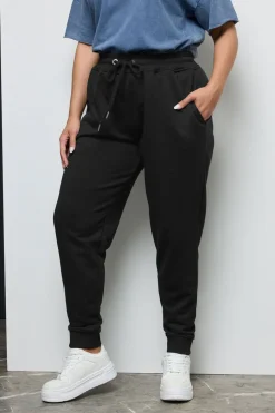 Loungewear>YOURS Curve Black Elasticated Stretch Joggers