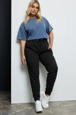 Loungewear>YOURS Curve Black Elasticated Stretch Joggers
