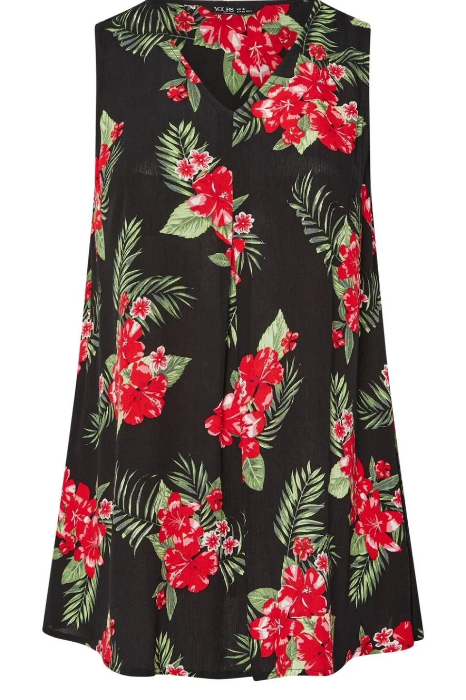 Tops>YOURS Curve Black Floral Print Pleat Front Vest Top