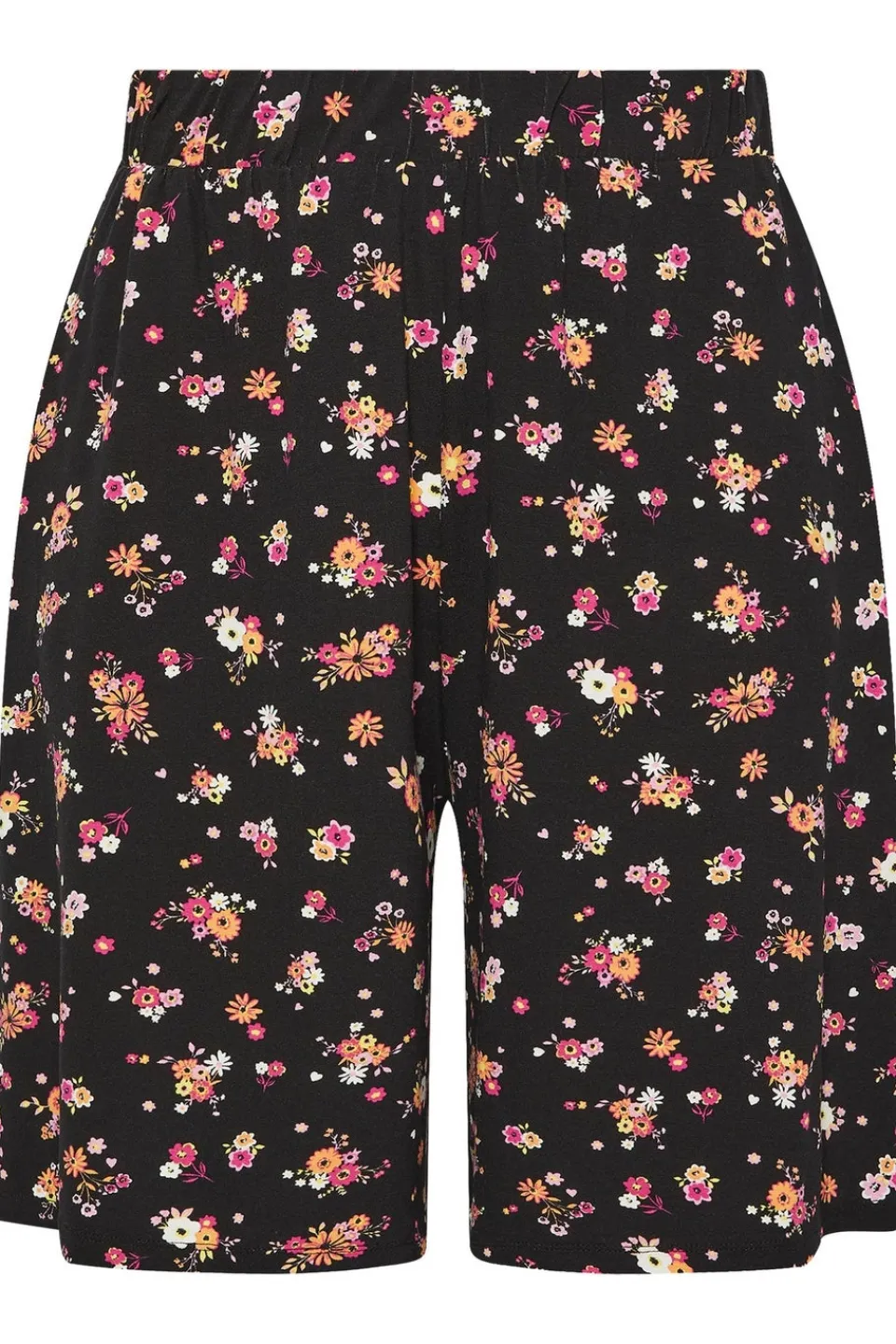 Shorts>YOURS Curve Black Floral Print Jersey Shorts