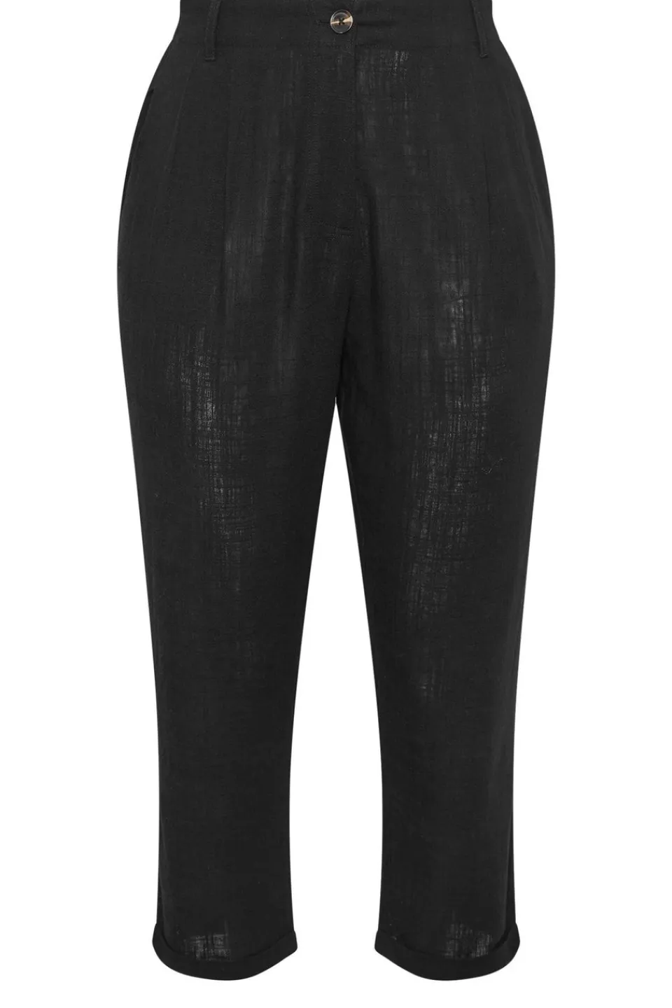 Trousers>YOURS Curve Formal Linen Trousers Black