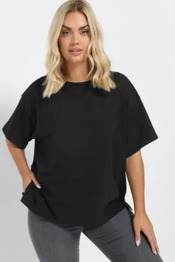 T-Shirts>YOURS Curve Black Heavyweight Boxy T Shirt
