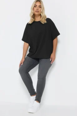 T-Shirts>YOURS Curve Black Heavyweight Boxy T Shirt