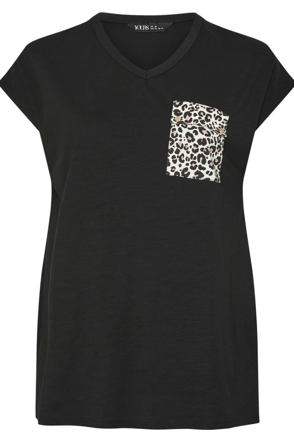 T-Shirts>YOURS Curve Black Leopard Print Pocket T Shirt