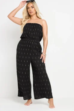 Jumpsuits & Playsuits>YOURS Curve Black Metallic Bandeau Wide Leg Jumpsuit