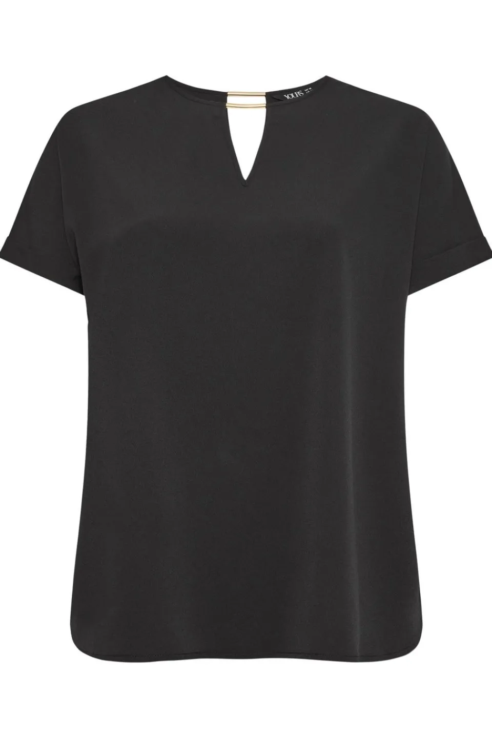 Tops>YOURS Curve Black Notch Neck Blouse
